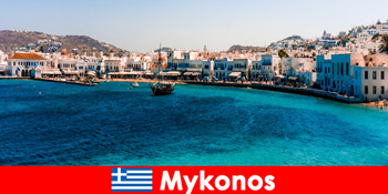 Destinație populară cu plaje frumoase în Mykonos Grecia